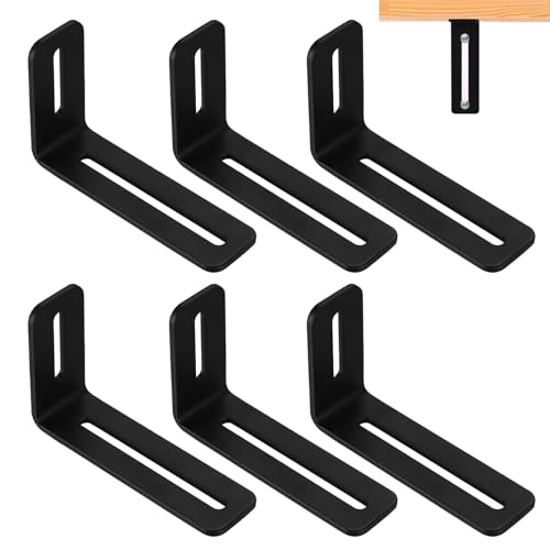Angolo di Fissaggio Regolabile con 2 Scanalature Lunghe, Staffa D'angolo in 6 Pezzi, Staffa Angolare per Mobili a L, Staffa di Montaggio a 90 Gradi, Spessore 3 mm, per Tavoli, Sedie e Armadi in Legno