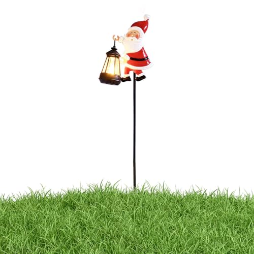 Luces solares navideñas: estacas LED para Caminos, Figura de Papá Noel, decoración Impermeable para césped navideño, lámparas solares de Color cálido | Apto para jardín, Patio, Pasarela, Valla