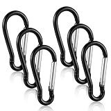 6PCS Black Flag Clips Flag Pole Ring Replacement Aluminum Alloy Spring Snap Hooks Heavy Duty Clips for Grommeted Flagpole Hardware Accessories for Keys Swing Set Camping Fishing Hiking Traveling