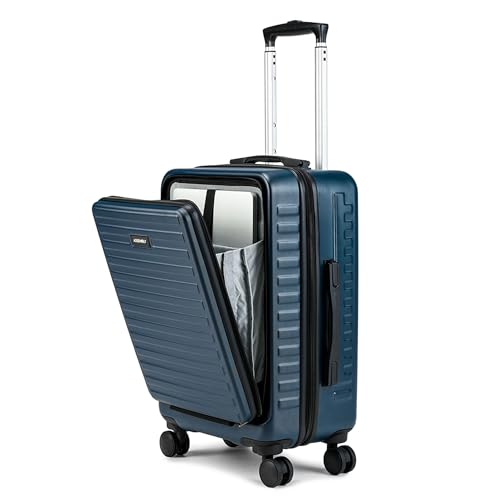 Image of Assembly Hardsided Cabin Luggage 55 cms - Premium Polycarbonate Trolley for Flight Travel |TSA Lock Trolley Bag - Navy Blue-Stark