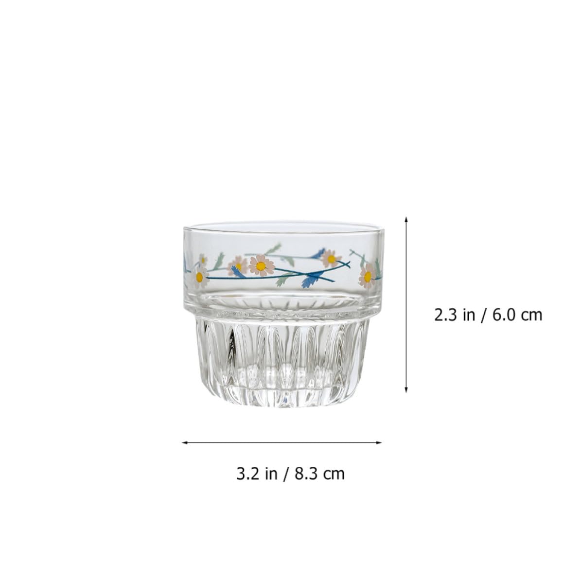 Vaso de Cristal Estilo Pastoral Margaritas, 4 Piezas Blanco | Borde Liso, Trabajo Meticuloso, Uso Múltiple, Escena para Cafetería y Restaurante, Forma Redonda