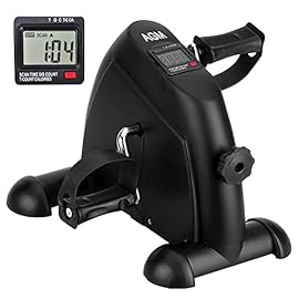 Mini Exercise Bike, AGM Under Desk Bike Pedal Exerciser Foot Cycle Arm & Leg Pedal Exerciser with LCD Screen Displays
