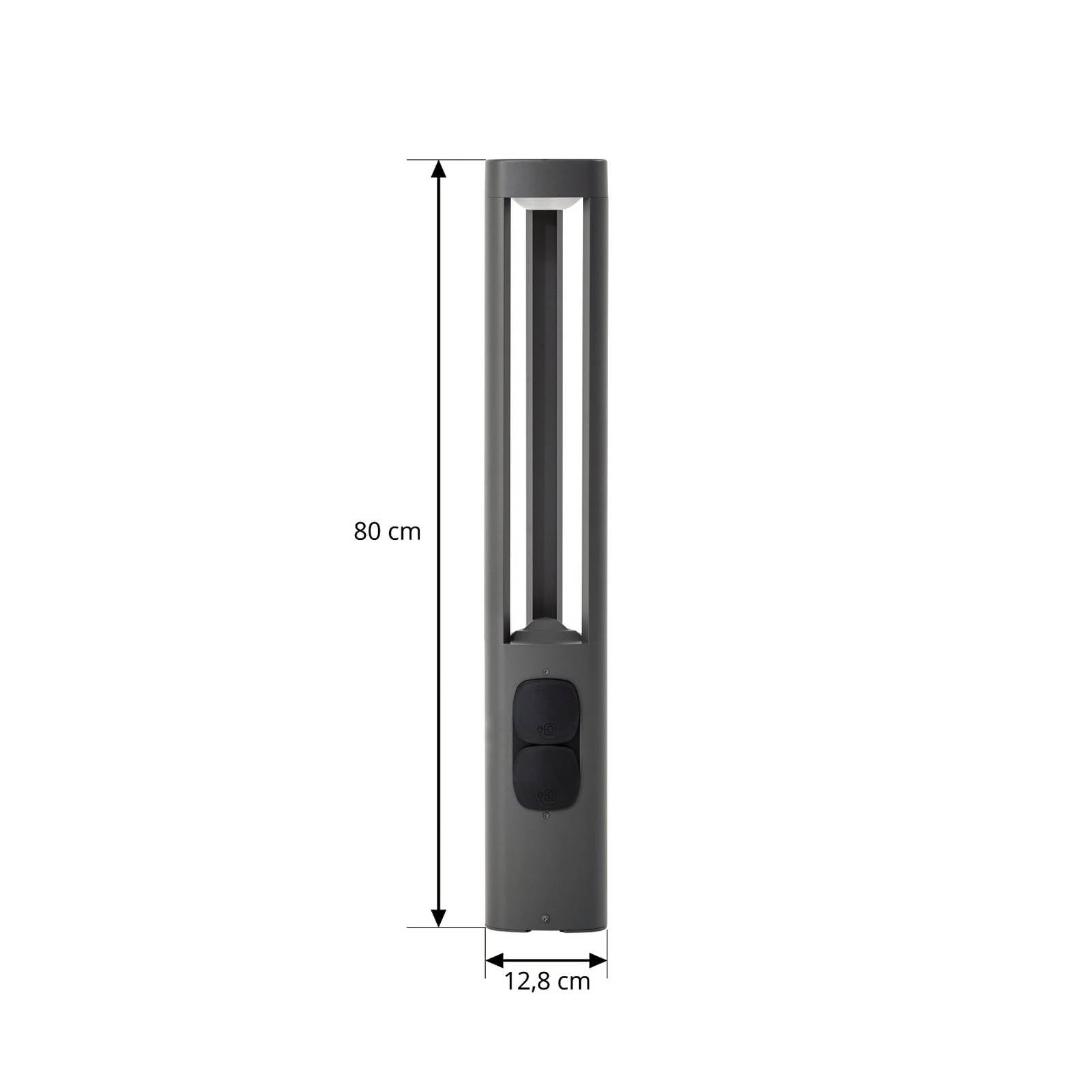 Lucande LED Außenleuchte Pirron (spritzwassergeschützt (Modern) in Schwarz aus Aluminium (1 flammig,) - Wegeleuchte Pollerleuchte Wegelampe Sockelleuchte