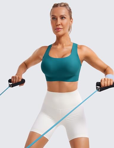 Image of CRZ YOGA Womens Flex Sculpt Racerback Sports Bra - U Neck Medium Impact Padded Wireless Workout Gym Crop Top