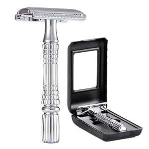 BAILI Double Edge Safety Razor Rust-proof Reusable Manual Stainless DE Wet Shaving for Men Women with Mirrored Travel Case BD176B