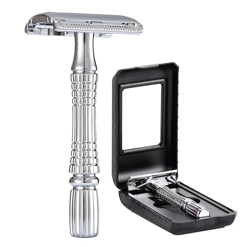 BAILI BD176B Double Edge Safety Razor with Mirrored Travel Case