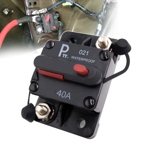 Disyuntor 40A 12–48V DC impermeable IP67, desconectador de batería con reinicio manual y pernos 1/4', para coche, camper/RV, barco, camión, ATV y sistema solar-Parts PTT