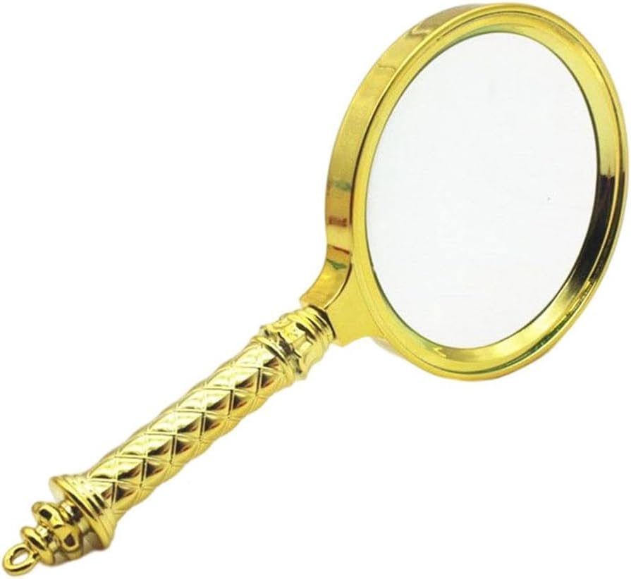 JSEIAJB A Golden and Gold-Plated Gift with Reading and Newspaper Magnifying Glass in Hand(7cm)