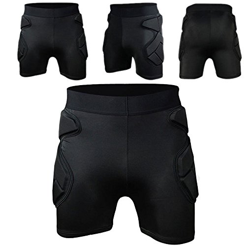 COOLOMG Men's Sport Soccer Shock Rash Guard Short Pants Grappling Goalkeeper Padded Shorts