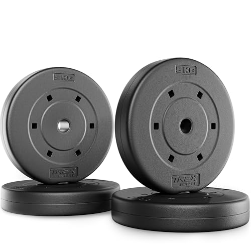 TREX SPORT Hantelscheiben Set 20 kg|Kunststoff Gewichte 25 mm |...