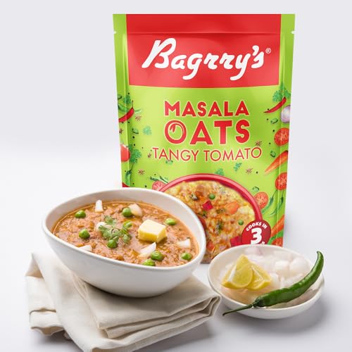 Image of Bagrry's Masala Oats- Tangy Tomato 500g | Source of Protein & Fibre | Helps Manage Weight | Everyday Tasty Snack | All Natural | Instant Oats | Non- GMO | Made With 100% Whole Grain Oats | No Preservatives