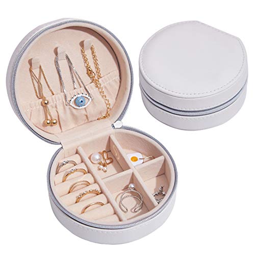 XSSC Leather Jewelry Box Earrings Creative Portable Jewelry Storage Box Earrings Earrings Small Jewelry Box Jewelry Box,White-10105.5