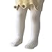 Zando Baby Girls Tights Soft Cable Knit Cotton Leggings For Baby Big Girls Toddler Seamless Socks Infant Pants Stockings White S/0-6 Month
