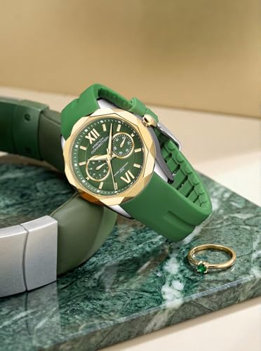 Image of French Connection Octyra | Multi-Function | Green Dial | Green Silicone Strap | Watch for Women - FCD6N