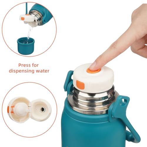 Image of Konokyo 27oz Thermos for Cold Drinks, Insulated Water Bottle, Lake Blue