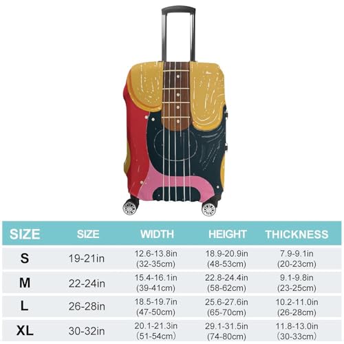 Luggage Cover for Travel Guitar Bass Music Musical Instrument Fashion Luggage Covers Washable Stretch Suitcases Protector Fits 19-32 Inch Luggage S2
