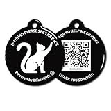 Effasaflink RFID 134.2Khz & QR Code Pet ID Tag, Collar Tag, Dual Function - Scan QR for Helping Lost Pets Go Home, Replace RFID Microchip for Smart Auto Pet Door and Feeder (Black-Cat)