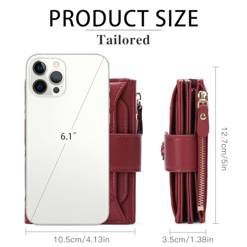 Image of RNIEGA Small Wallets for Women Leather Bifold Wallet Women RFID Blocking Purse Credit Card Holder with 15 Card Slots and ID Window Coin Pocket