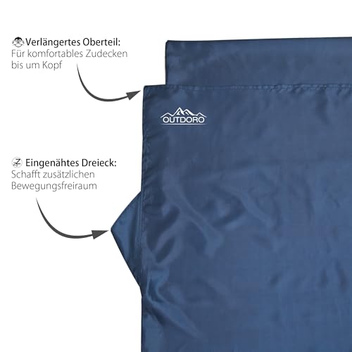 Outdoro Hüttenschlafsack - nur 230 g aus Mikrofaser - Ultra-Leichter Reise-Schlafsack - klein, dünn und kompakt - Inlett, Travel-Sheet