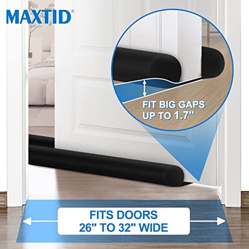 Door Draft Blocker 32 Inches Door Sweep for Interior Doors Wind Blocker Door Bottom Seal Weather Stripping Black Door Draft Stoppers for Bottom of Door 32 Inch Block Cold Air Noise Smoke Stopper