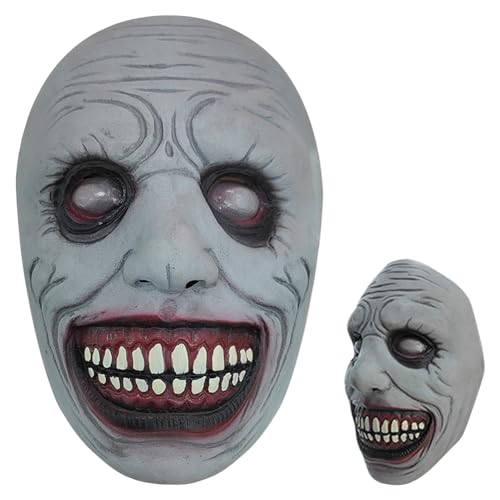 HAJXXMM Maschera di Halloween Horror, Maschera da Esorcisti Realistica per Halloween, Demone Sorridenteb Mascheras Spaventoso, Creepy Costume Puntelli per Carnival Party Cosplay
