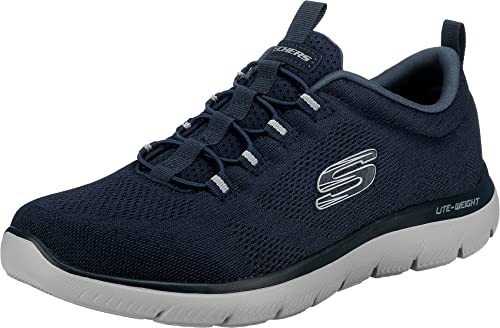 Skechers Men's Summits Louvin, Mocasín Hombre, Navy Mesh/PU/Trim, 44 EU
