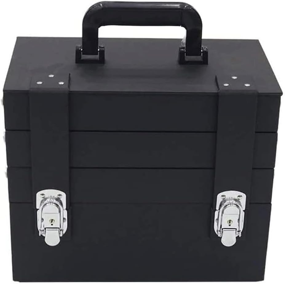 Makeup Train Case Organizer Accessory Storage Makeup Box Nail Kit Organizer Cosmetic Case Jewelry Box (Color : Pink) (Black)