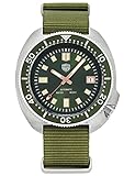 watchdives Automatic Diver Watches for Men, NH35 Movement 6105 Wristwatch 200M Sapphire Crystal Mens Watch Super Luminous 316L Stainless Steel Watch (Green-Nylon)