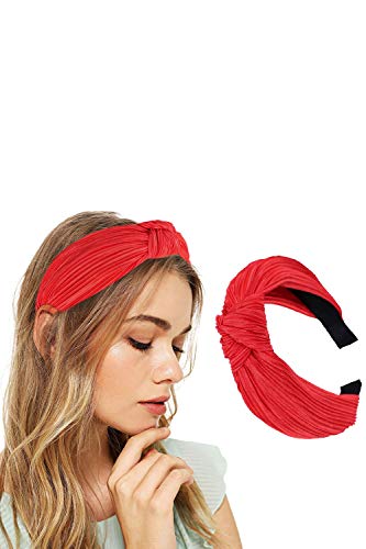 Knotted Turban Headbands Fashion Twist Head Piece Ladies Retro Bow Tie Hairband Elastic Wide Statement Hair Hoop Head wear Hair Accessories for Women Girls