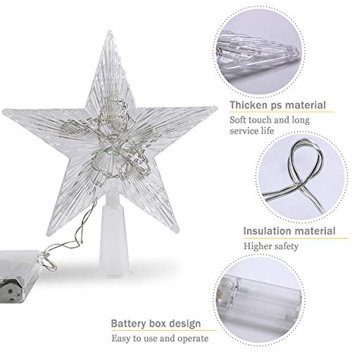 Christmas Tree Topper Star With Led Lighted Star Treetop Rustic Holiday Tree Toppers Battery Powered For Indoor Xmas Ornaments Party Home Decoration Warm White #TOP4