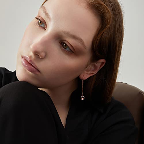 Threader Earrings Rose Gold Dangling 18K Gold Plated Sterling Silver Statement Tassel Earrings Drop Cubic Zirconia Long Chain Nickel Free Hypoallergenic For Women Girls Lover Zhou Liu Fu #TOP5