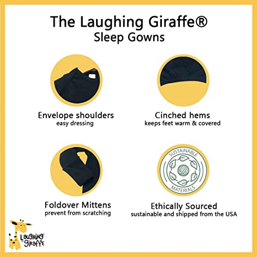 Laughing Giraffe Baby Infant Blank Long Sleeve Sleeper Gown With Mitten Cuffs - Black (0-3 Months -3850) #TOP2