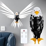 Bald Eagle Wall Light with Remote Control - Magnetic Mounted American Eagle Lamp, Battery Operated and Removable Charging for Indoors