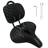 Oversized Comfortable Ergonomic Design Bicycle Saddle for Men and Women, Oversized Bike Seat with Backrest, Adjustable Height Bike Saddle for Tricycle Mountain Commuter Electric Bike(Green)