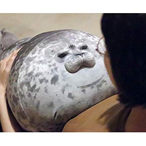 Aslion Travesseiro de foca gordinho, brinquedo de pelúcia de algodão de pelúcia, almofadas 3D novida
