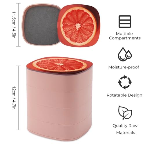 Organiseur de bijoux rose mûr pamplemousse avec couvercle pour boucles - 3