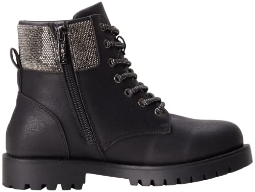 Bebe Girls' Boots - Water Resistant Rhinestone Studded Combat Work Boots (Little Girl/Big Girl), Size 1.5, Black #TOP3