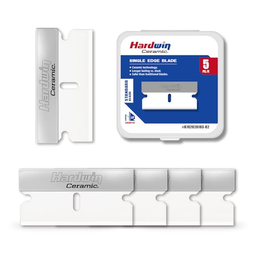 HARDWIN Ceramic Single-Edge Razor Blades, 5-Pack - Ultra-Sharp & Corrosion-Resistant, Ideal for Home, Office, DIY Projects, Renovation & Crafts - Perfect for Removing Decals, Stickers, Paint, etc.