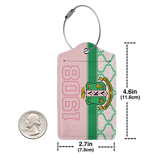 2 Pack Luggage Tags Pu Leather Baggage Tag Privacy Cover Id Label with Stainless Steel Loop Suitcase Travel Bag Labels Sorority Gifts for Women Sister4