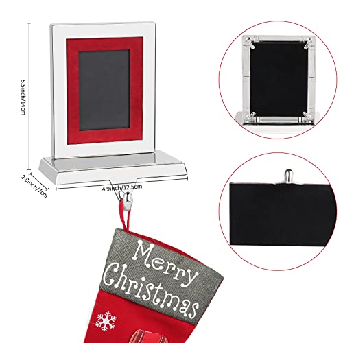 Christmas Stocking Holder With Photo Frame Silver Metal Mantel Stocking Hanger For Christmas Fireplace Mantel Decorations Christmas Holiday Supplies #TOP1