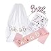 Jeune mariée à être Sash, partie de poule Accessoires Inclure Bride Bandeau Tiara, Voile avec peigne, Sash, tatouages, mariée à être des cadeaux Décorations pour mariage, douche nuptiale (or rose)