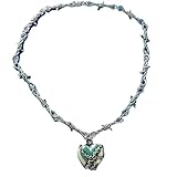 Collar punk de alambre de púas con colgante de corazón y cadena de espinas, collar de espina hip hop, gargantilla de espina