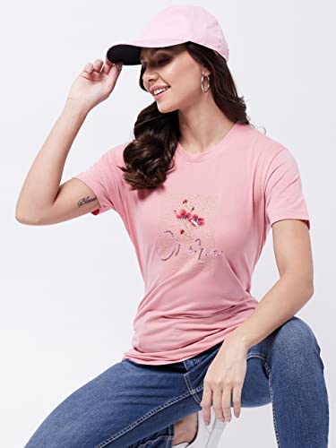 Image of Modeve Women Printed Cotton Blend Half Sleeve Round Neck T-Shirt for Summer