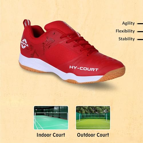 Image of NIVIA HY-Court 2.1 Badminton Shoes for Men | Ultimate Footwear for Court Mastery | Padel Shoes | Pickleball Shoes | Non-Marking Court Shoes | Unleash Your Full Court Potential | (Navy Blue /Red /Yellow /Black)