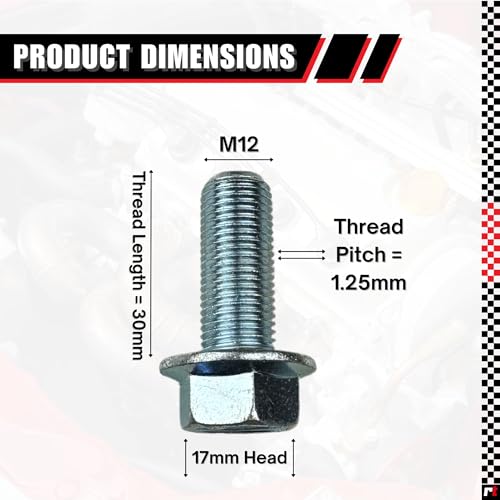Image of Brand M12-1.25 x 30mm ISO Grade 10.9 Hex Flange Bolt - JIS B1189, Fully Threaded, Japanese Industry Standard Hardware (1pc) (Pack of 2)