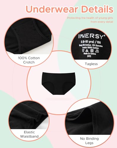 INNERSY Girls Cotton Underwear Teen Comfortable Panties Size 8-16 Briefs 6 Pack3