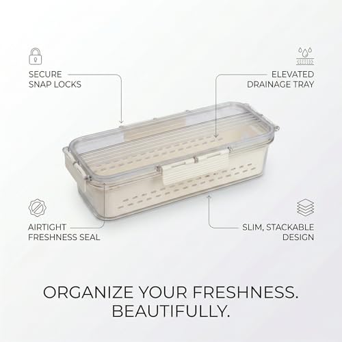 Image of Divided Fridge Storage Boxes With Serving Veggie Tray with Lid and Handle, Fridge Organizer with Removable Compartment, Fridge Storage Containers (2 in 1 Fridge Container)