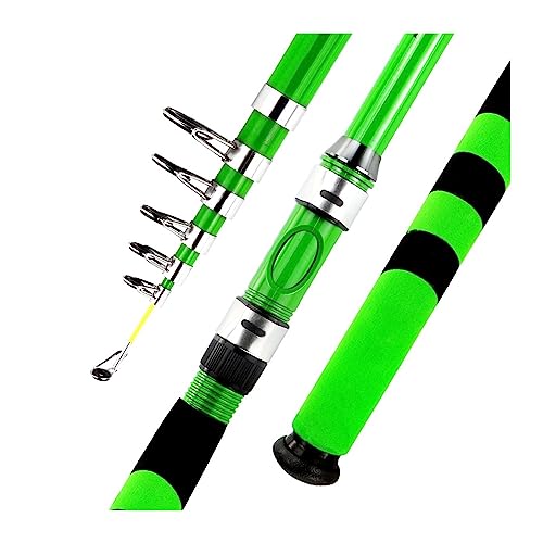 Telescopic Fishing Rod Super Hard Hand Feeder, Sea Surf Fishing, Baitcasting, Travel Pole Device, 7-12ft Fishing Rod Portable (Color : Groen, Size : 2.4m)
