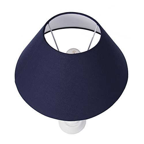 Image of Homesake Classic Twister Wooden Table Lamp with Fabric Shade | Handcrafted Bedside Lamp with E27 Holder| Bulb Included |Warm Light Night Lamp for Bedroom, Living Room, Study & Home Decor, Blue