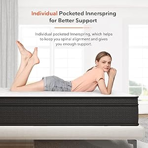 Sweetnight King Mattress in a Box 12 Inch Pillow Top King Size Mattress Gel Memory Foam Hybrid Mattress with Individually Pocketed Springs for Support Comfort Sleep Siesta Black